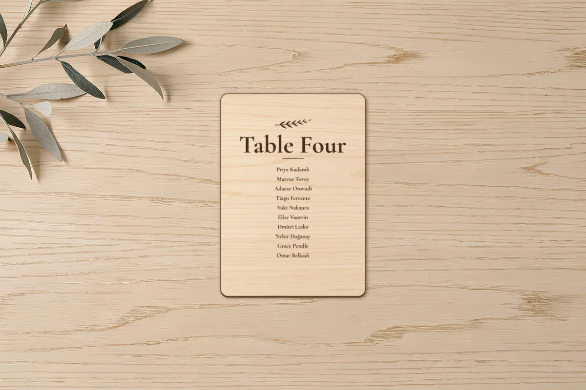 Wedding seating card