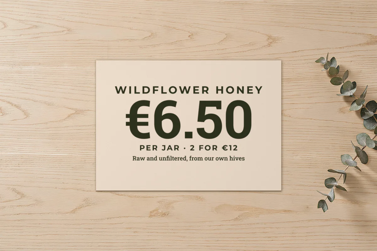 Market stall price sign